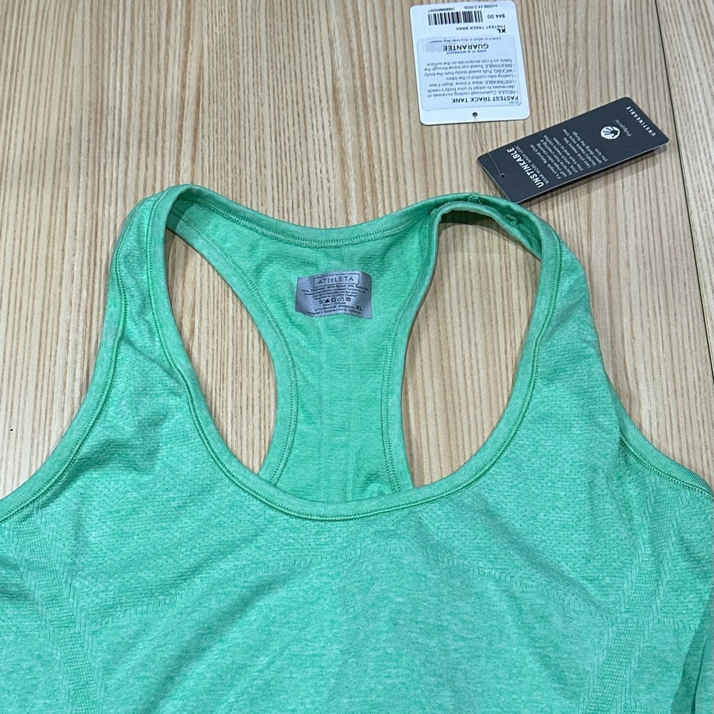 New With Tags. Athleta Fastest Track Tank. Size XL. Green. Style 643266